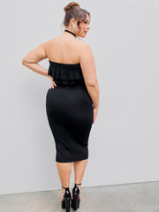 Ruffle Hem Knitted Tube Mini Dress Curve & Plus