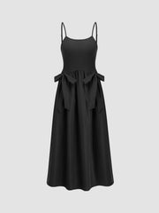 Jersey Collarless Bowknot Cami Maxi Dress
