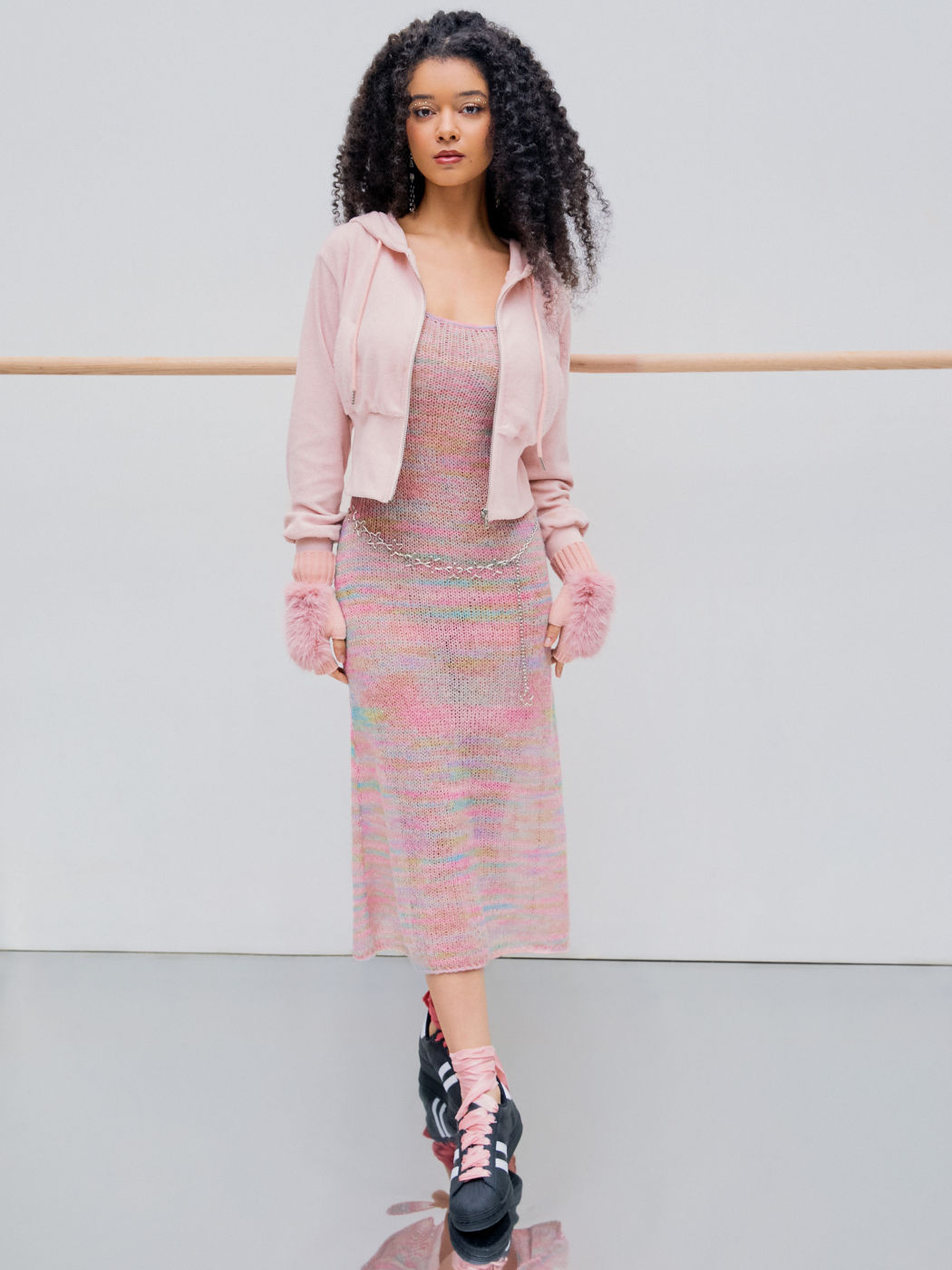 Knit Scoop Neck Striped Midi Dress