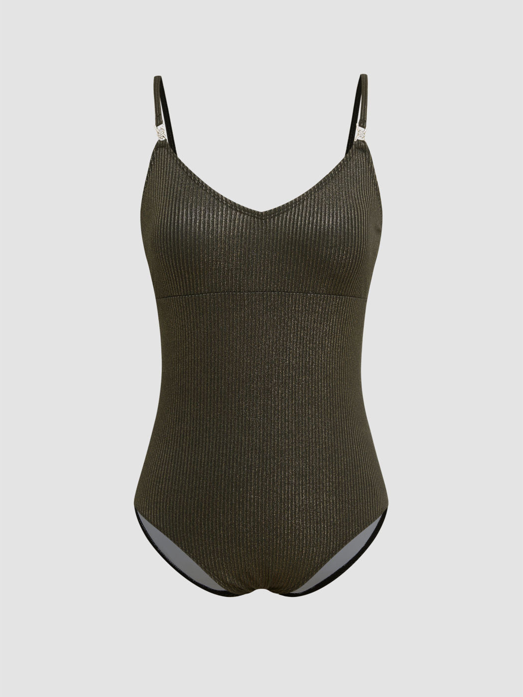 Shaping V-neck Solid Texture One Piece Swimsuit