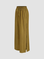 Mid Rise Split Wide Leg Trousers