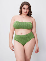 Tie Back Textured Bandeau Bikini Set Curve & Plus