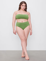 Tie Back Textured Bandeau Bikini Set Curve & Plus