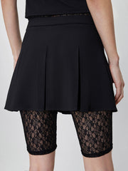 Mid Rise Pleated Mini Skirt & Lace Shorts