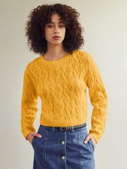 Round Neck Cable Knit Sweater