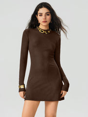 High Neck Solid Mini Dress