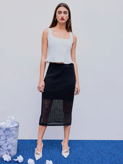 Lace Mid Rise Midi Skirt