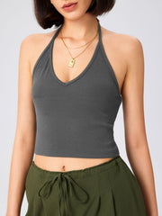 Solid Halter Crop Top