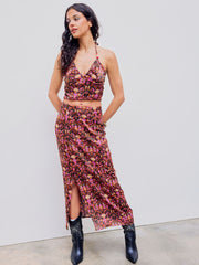 Mid Rise Aztec Split Maxi Skirt