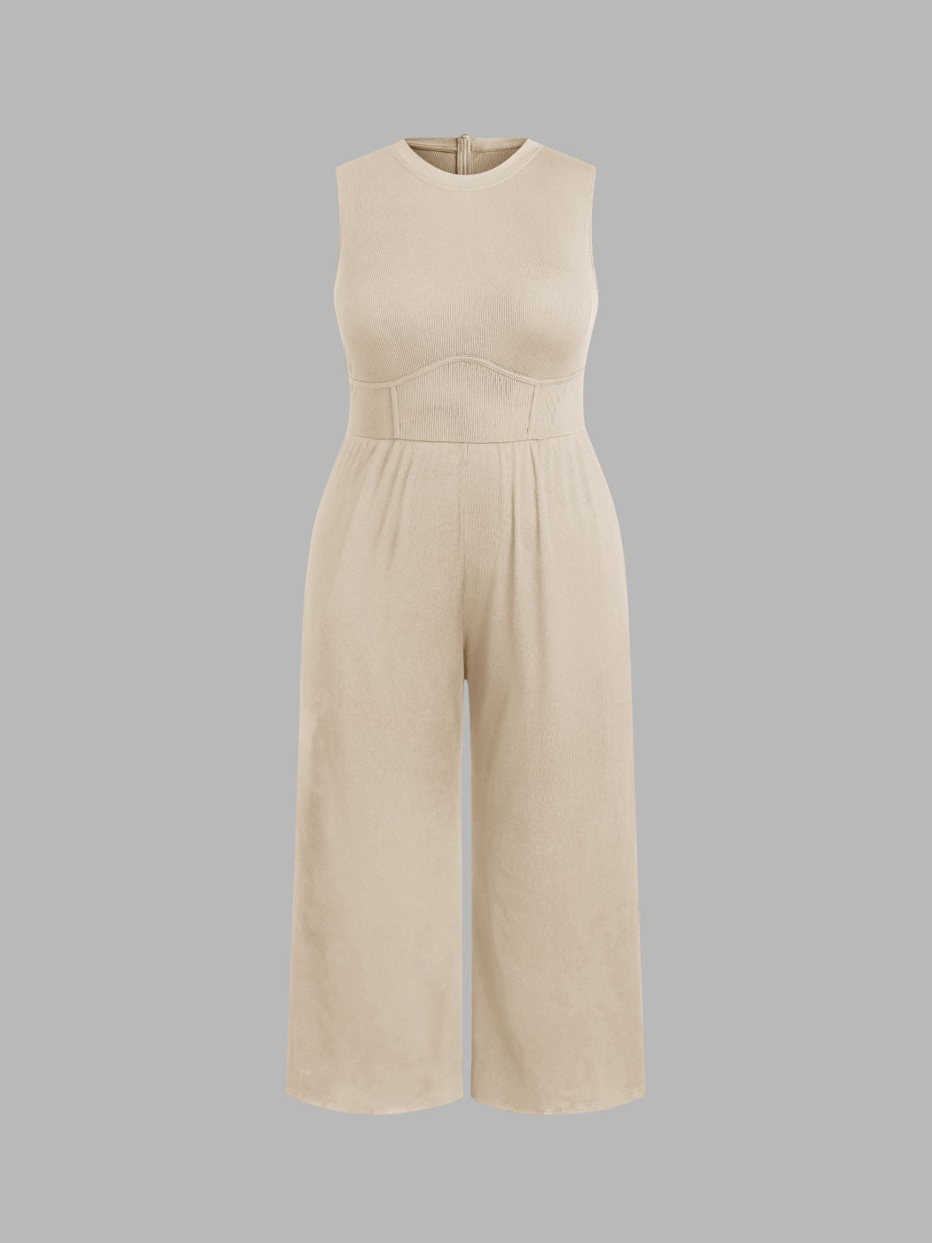 Solid Sleeveless Wide Leg Jumpsuit Curve & Plus