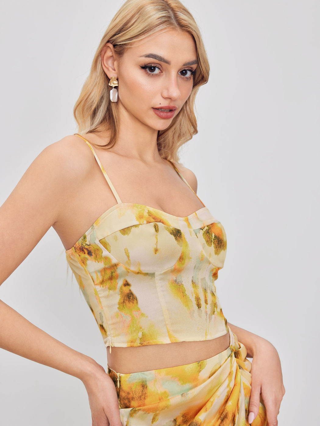 Satin Sweetheart  Abstract Crop Cami Top