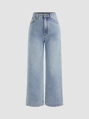 Petite Denim Solid Straight Leg Jeans