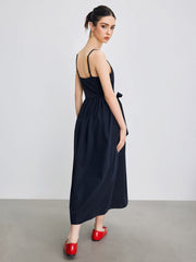 Jersey Collarless Bowknot Cami Maxi Dress