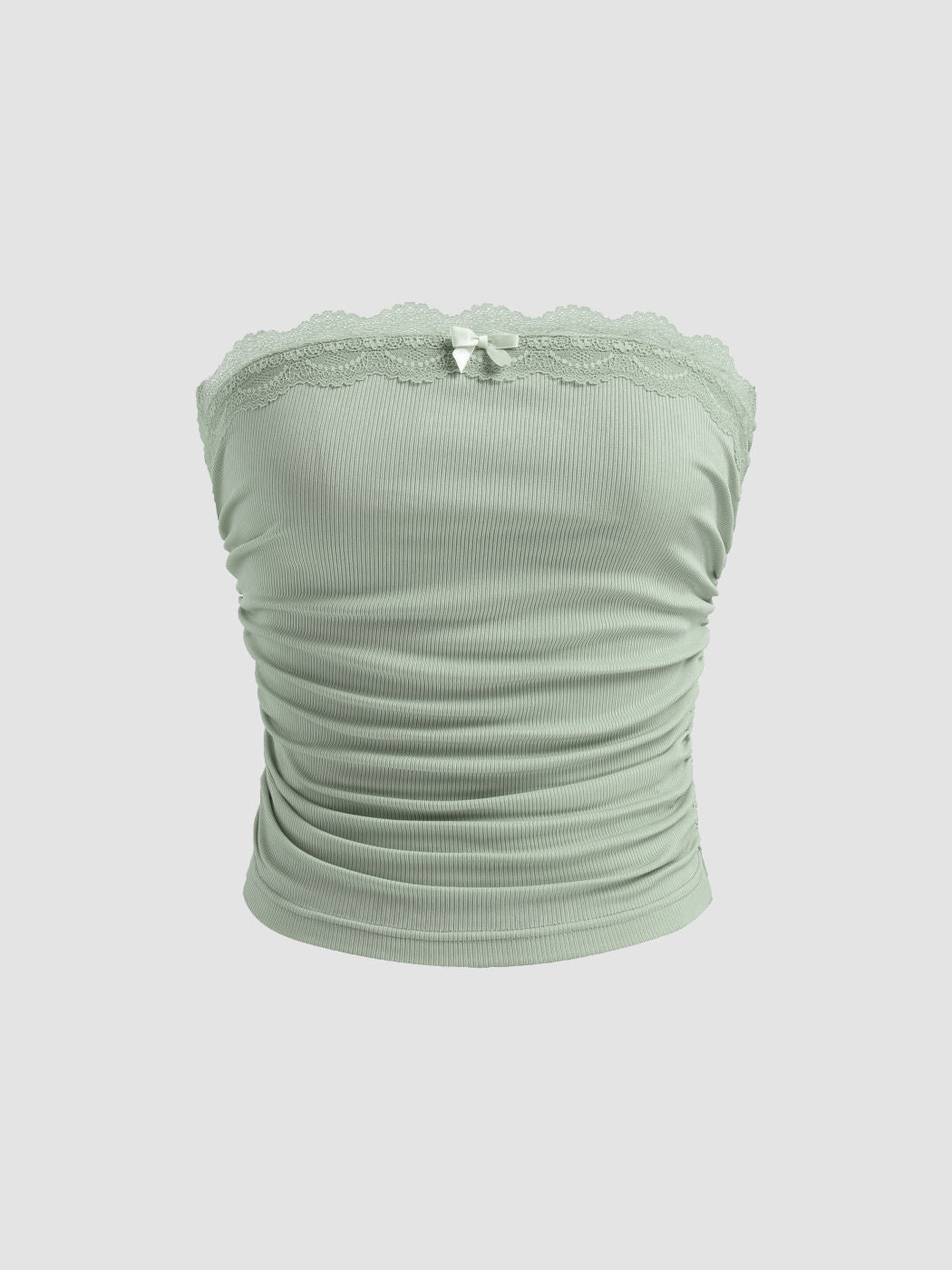 Solid Ruched Tube Crop Top
