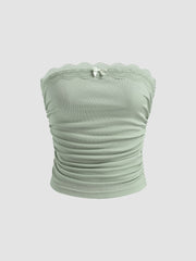 Solid Ruched Tube Crop Top