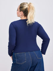 Graphic Button Crop Tee Curve & Plus