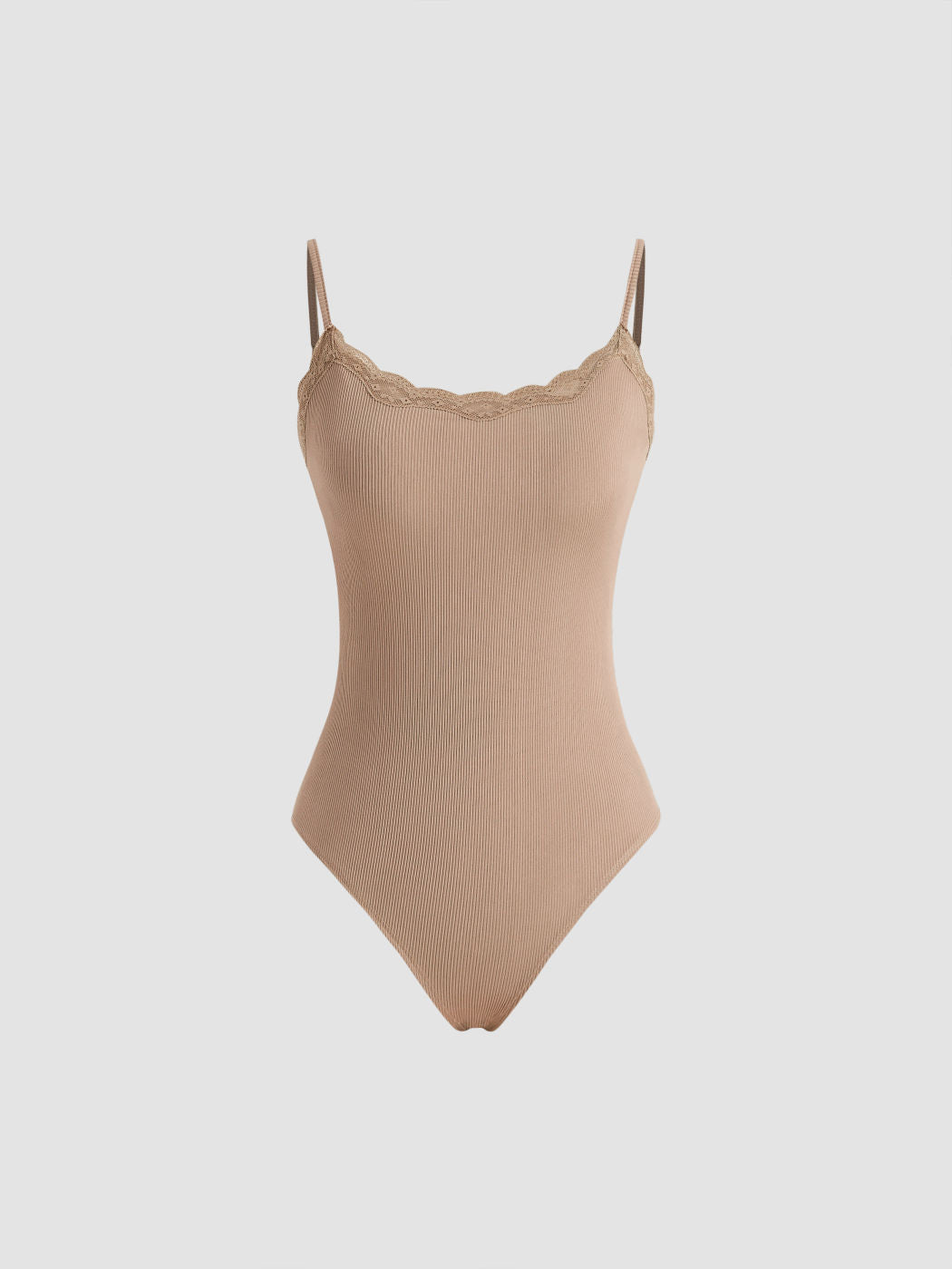 U-neck Solid Lace Bodysuit