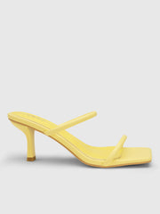 Faux Leather Double Strap Stiletto Heeled Sandals