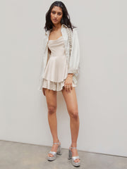 Cowl Neck Satin Layered Romper