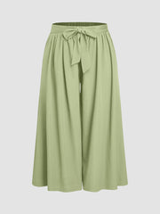 High Rise Bowknot Wide Leg Trousers Curve & Plus