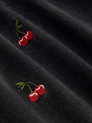 Cider Denim Mid Rise Cherry Embroidery Shorts Curve & Plus