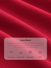 Linen-blend Scoop Neckline Bowknot Shirred Split Solid Midi Dress