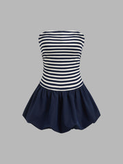 Tube Striped Bubble Hem Mini Dress