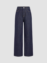 Petite Denim Solid Straight Leg Jeans