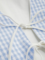 Reversible Gingham Shell & Mermaid Graphic Knotted Vest