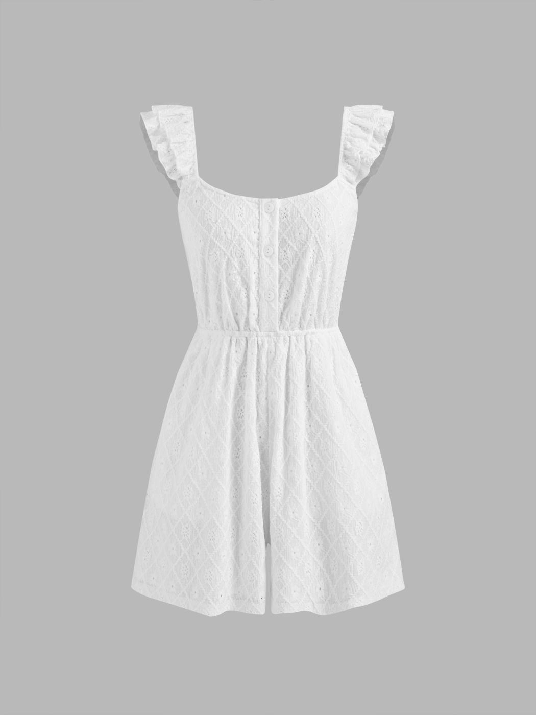 Scoop Neckline Solid Lettuce Trim Romper