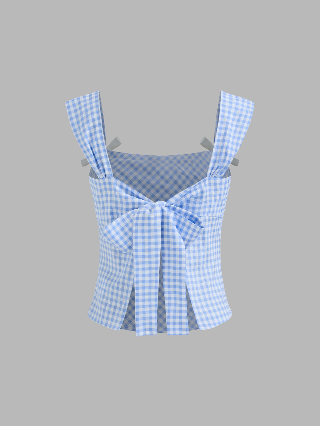 Backless Square Neck Gingham Bowknot Tank Top