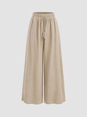 Drawstring Pull-on Wide Leg Pants