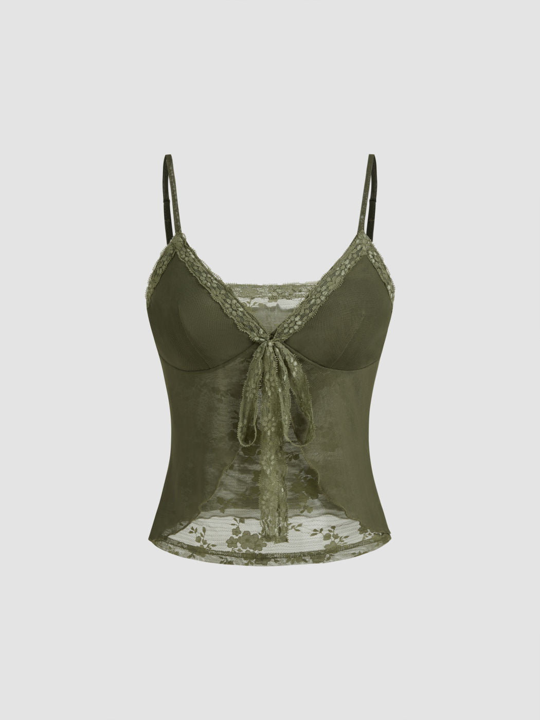 V-neck Lace Knotted Cami Top