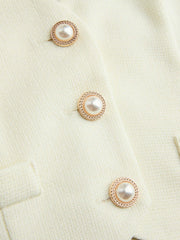 Woven Halter Pearl Button Crop Vest