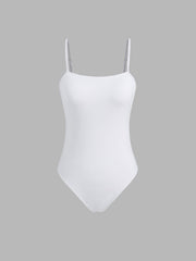 Shaping Square Neck Backless One Piece Swimsuit