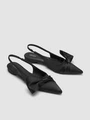 SATIN BOWKNOT SLINGBACK FLATS