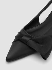 SATIN BOWKNOT SLINGBACK FLATS