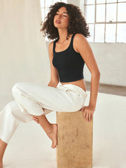 Second Skin Double Layered Round Neck Solid Crop Tank Top