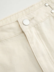 Denim High Rise Solid Wide Leg Shorts