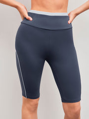 Mid Rise Solid Contrasting Binding Shorts
