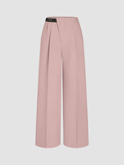 Belted Asymmetric Straight Leg Trousers