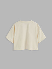 Cotton-blend Round Neckline Oversized Crop Top