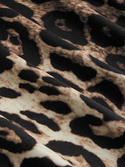 Cowl Neck Leopard Knotted Halter Backless Maxi Dress