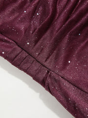 Mesh Cowl Neck Solid Sequin Mini Dress