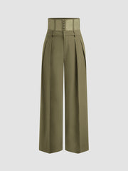 Corseted Waist Pleated Trousers