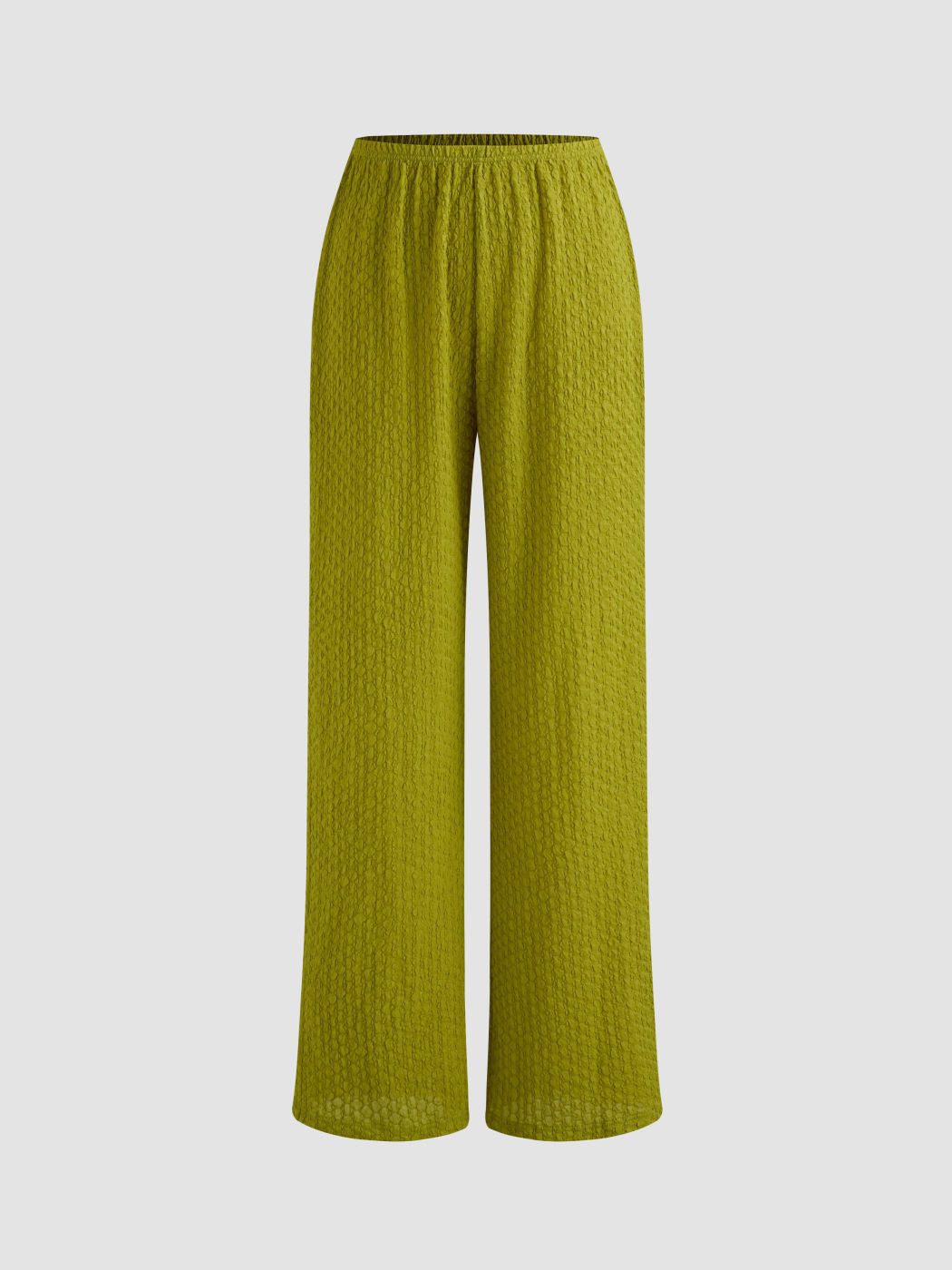 Mid Rise Solid Texture Straight Leg Trousers