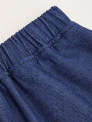 Denim High Rise Solid Pocket Wide Leg Trousers