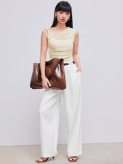 Belted Mid Rise Straight Leg Trouser