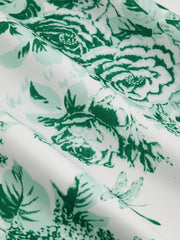Mid Rise Floral Drawstring Split Maxi Skirt