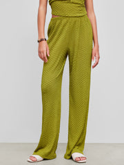 Mid Rise Solid Texture Straight Leg Trousers